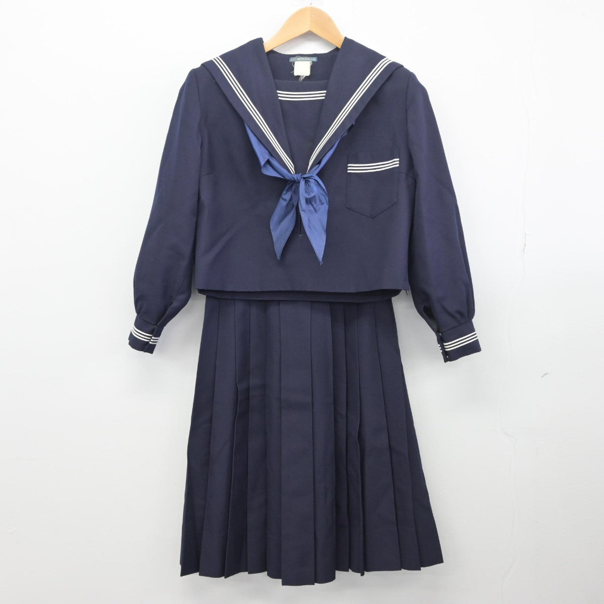 【中古】大阪府 佐野高等学校 女子制服 3点（セーラー服・スカート）sf033654