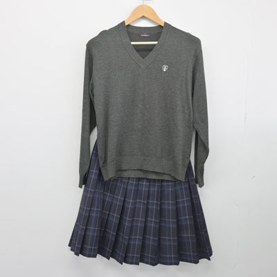 【中古】京都府 鴨沂高等学校 女子制服 4点（ブレザー・ニット・スカート）sf033679