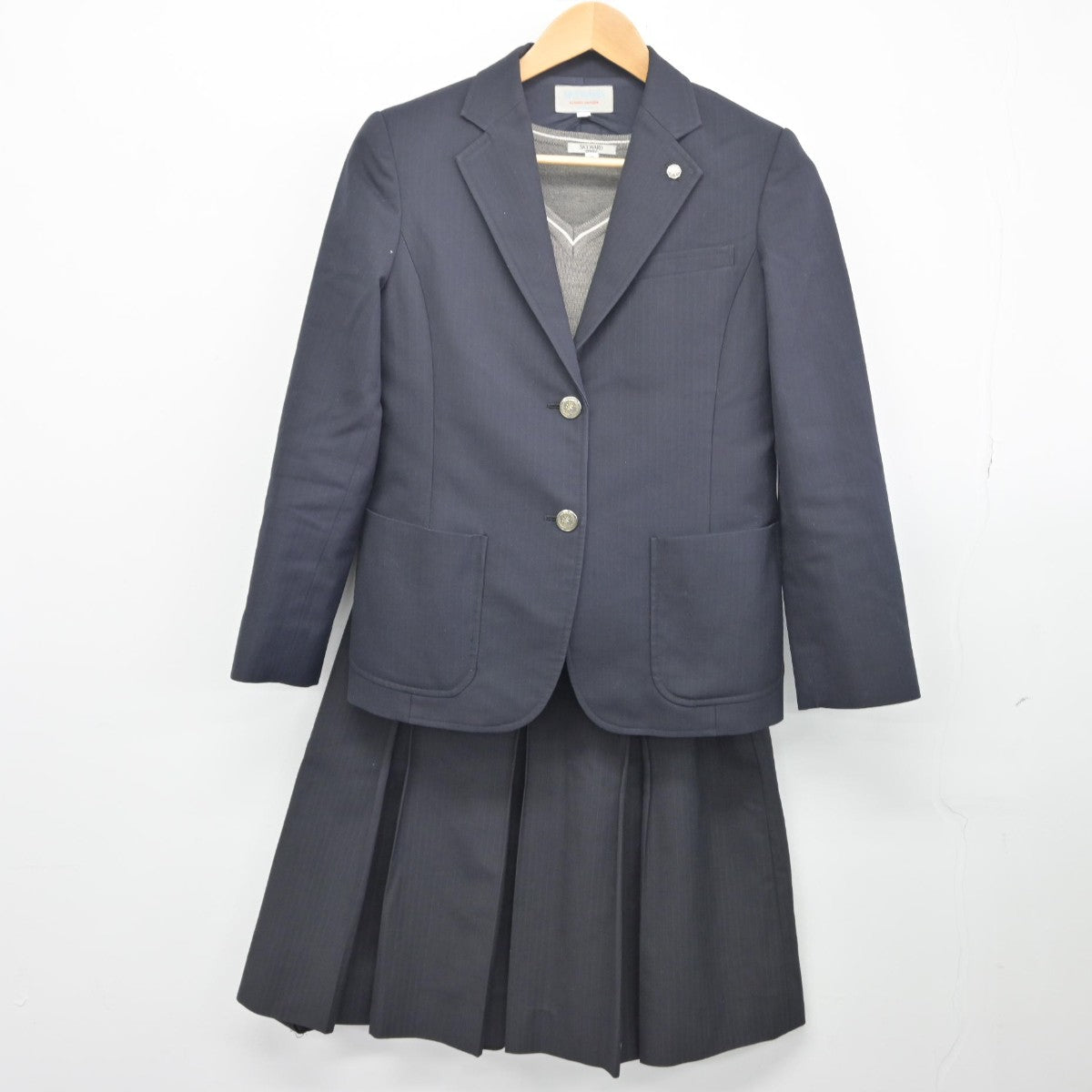 【中古】宮城県 三桜高等学校 女子制服 3点（ブレザー・ニット・スカート）sf033689