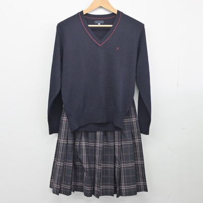 【中古】東京都 忠生中学校 女子制服 4点（ブレザー・ニット・スカート）sf033698