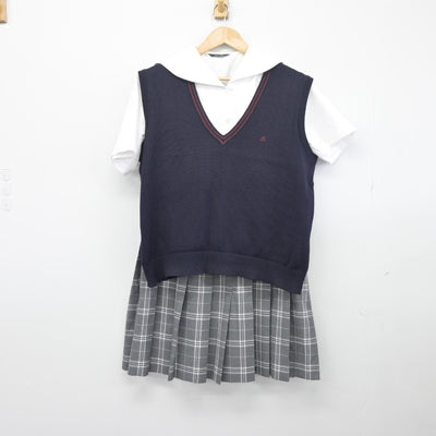 【中古】栃木県 宇都宮文星女子高等学校 女子制服 3点（ニットベスト・シャツ・スカート）sf033706