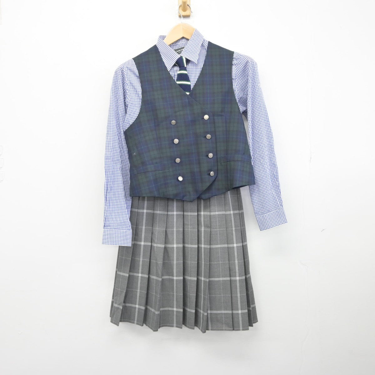 【中古】東京都 武蔵野大学高等学校 女子制服 6点（ブレザー・ニットベスト・シャツ・スカート）sf033731