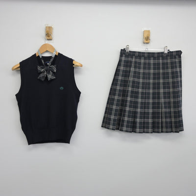 【中古】東京都 世田谷総合高等学校 女子制服 3点（ニットベスト・スカート）sf033792