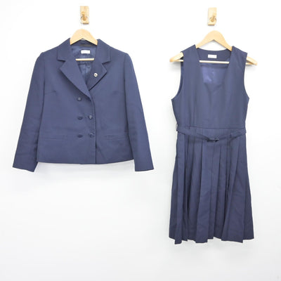 【中古】茨城県 水戸第二高等学校 女子制服 3点（ブレザー・ジャンパースカート）sf033805