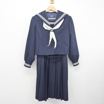 【中古】茨城県 平磯中学校 女子制服 4点（セーラー服・ジャンパースカート）sf033807