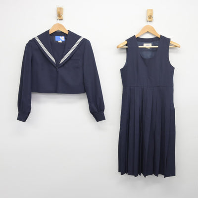 【中古】福岡県 福岡市立柏原中学校 女子制服 2点（セーラー服・ジャンパースカート）sf033856