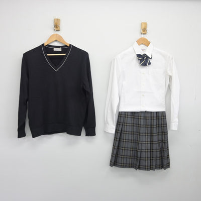 【中古】埼玉県 栄東高等学校 女子制服 4点（ニット・シャツ・スカート）sf033875