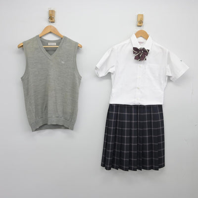 【中古】埼玉県 栄東高等学校 女子制服 4点（ニットベスト・シャツ・スカート）sf033877