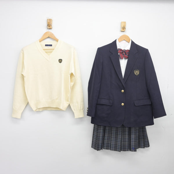 【中古】岐阜県 八百津高等学校 女子制服 5点（ブレザー・ニット・シャツ・スカート）sf033882