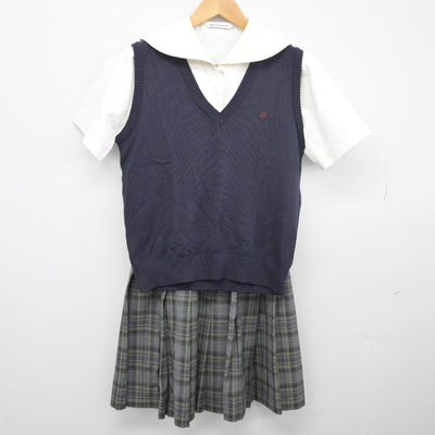 【中古】栃木県 文星女子高等学校 女子制服 3点（ニットベスト・セーラー服・スカート）sf033889