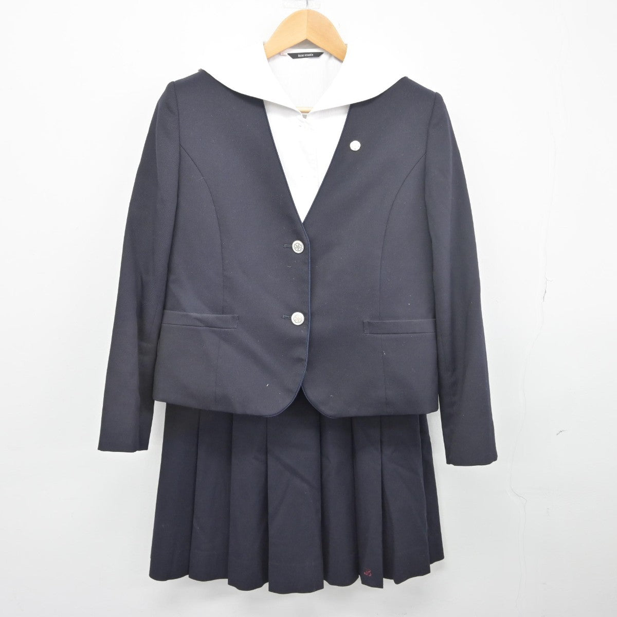 【中古】岐阜県 文星女子高等学校 女子制服 4点（ブレザー・ニット・セーラー服・スカート）sf033893