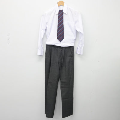 【中古】鳥取県 湯梨浜学園高等学校 男子制服 5点（ブレザー・シャツ・ズボン）sf033951