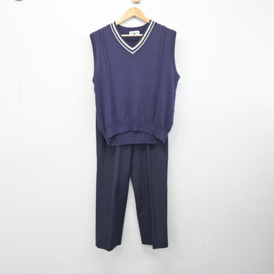 【中古】鳥取県 湯梨浜学園高等学校 男子制服 2点（ニットベスト・ズボン）sf033953