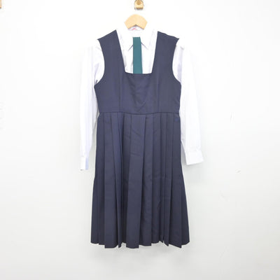 【中古】熊本県 済々黌高等学校 女子制服 4点（ブレザー・シャツ・ジャンパースカート）sf033977