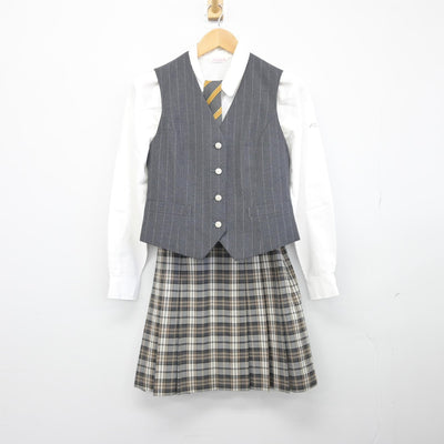 【中古】東京都 錦城高等学校 女子制服 4点（ベスト・シャツ・スカート）sf033988