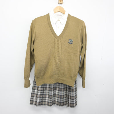 【中古】東京都 錦城高等学校 女子制服 3点（ニット・シャツ・スカート）sf033996