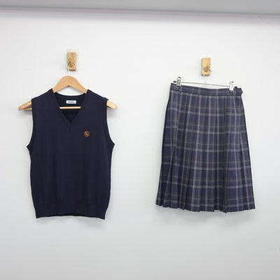 【中古】神奈川県 立花学園高等学校 女子制服 2点（ニットベスト・スカート）sf034014