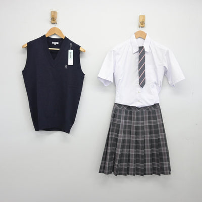 【中古】千葉県 印旛明誠高等学校 女子制服 5点（ニットベスト・シャツ・スカート）sf034114