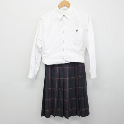 【中古】熊本県 御船高等学校 女子制服 3点（ニットベスト・シャツ・スカート）sf034176