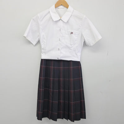 【中古】熊本県 御船高等学校 女子制服 2点（シャツ・スカート）sf034177