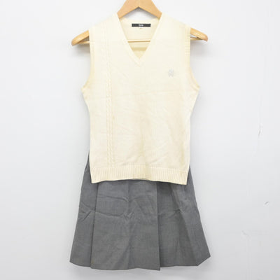 【中古】東京都 晃華学園高等学校 女子制服 2点（ニットベスト・スカート）sf034188