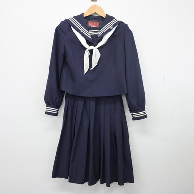 【中古】広島県 比治山女子高等学校 女子制服 4点（セーラー服・スカート）sf034210