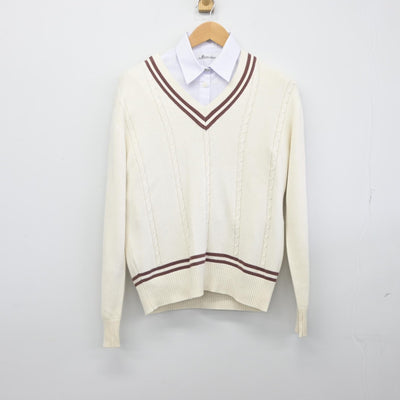 【中古】鹿児島県 鹿児島城西高等学校 女子制服 2点（ニット・シャツ）sf034280