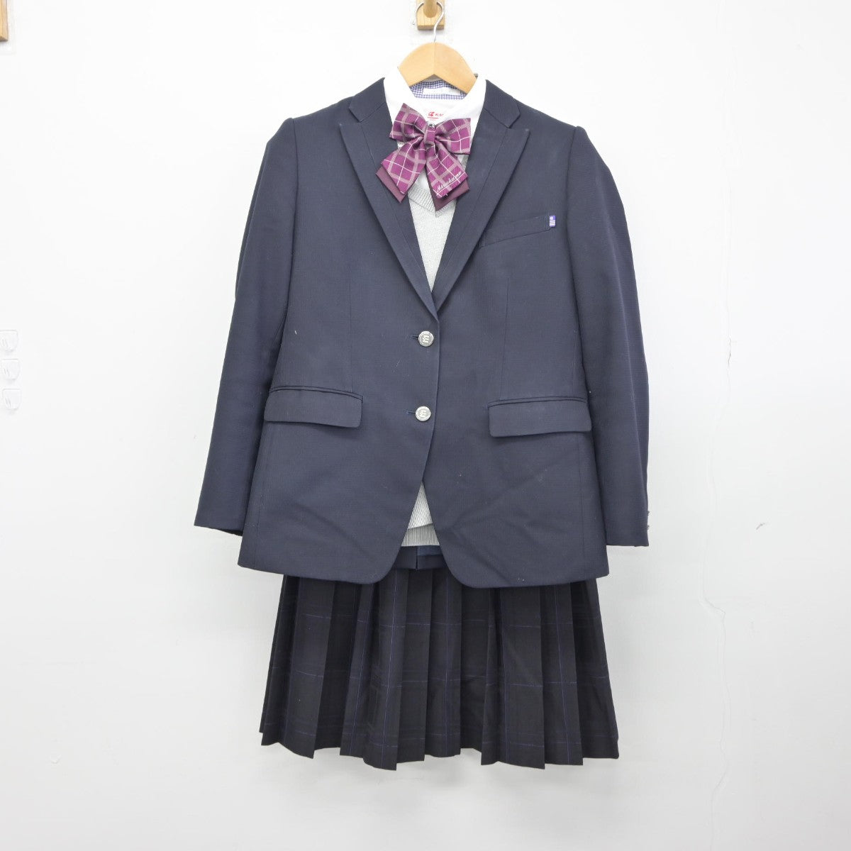 【中古】岐阜県 美濃加茂高等学校 女子制服 5点（ブレザー・ニット・シャツ・スカート）sf034292