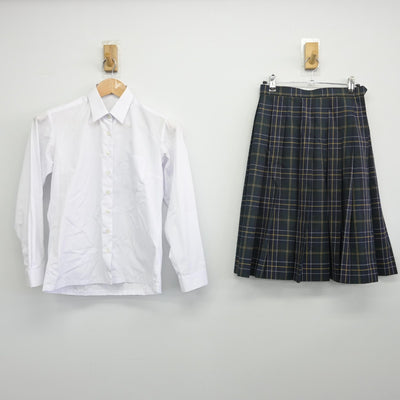 【中古】長崎県 緑ヶ丘中学校 女子制服 2点（シャツ・スカート）sf034343