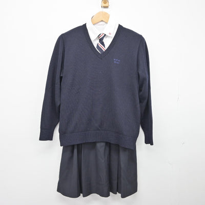 【中古】宮城県 聖ウルスラ英智高等学校 女子制服 6点（ブレザー・ニット・シャツ・スカート）sf034357