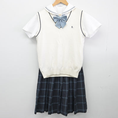 【中古】愛知県 啓成高等学校 女子制服 4点（ニットベスト・シャツ・スカート）sf034397