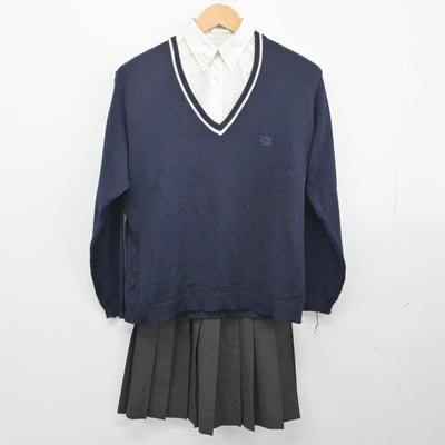 【中古】栃木県 国際ＴＢＣ高等専修学校 女子制服 3点（ニット・シャツ・スカート）sf034404