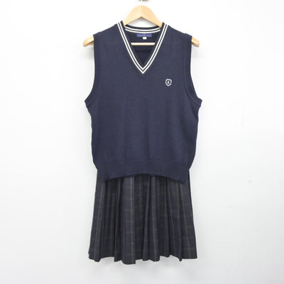 【中古】埼玉県 北本高等学校 女子制服 2点（ニットベスト・スカート）sf034446