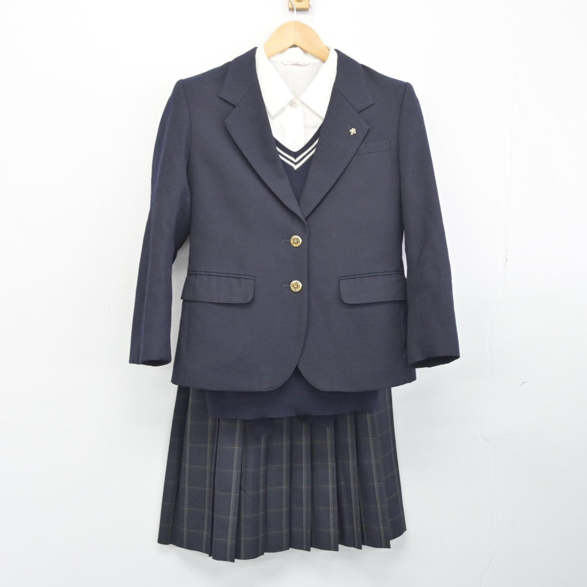 【中古】神奈川県 北本高等学校 女子制服 4点（ブレザー・ニット・シャツ・スカート）sf034447