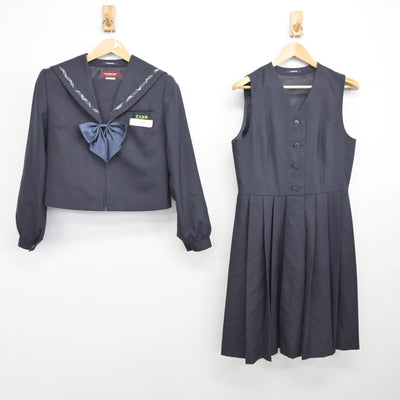 【中古】熊本県 荒尾海陽中学校 女子制服 3点（セーラー服・ジャンパースカート）sf034448