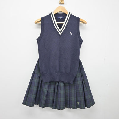 【中古】埼玉県 草加東高等学校 女子制服 2点（ニットベスト・スカート）sf034463