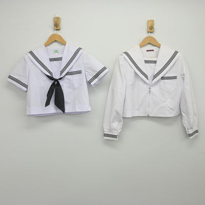 【中古】岐阜県 池田中学校 女子制服 4点（セーラー服・セーラー服・スカート）sf034535