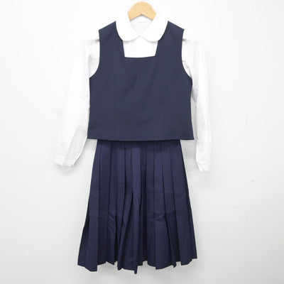 【中古】埼玉県 草加中学校 女子制服 4点（ブレザー・ベスト・シャツ・スカート）sf034550