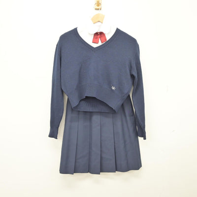 【中古】宮崎県 宮崎北高等学校 女子制服 4点（ニット・シャツ・スカート）sf034580