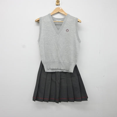 【中古】東京都 桜美林高等学校 女子制服 2点（ニットベスト・スカート）sf034610