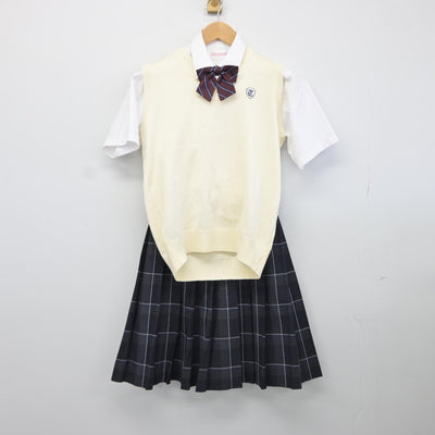 【中古】神奈川県 川崎市立塚越中学校 女子制服 4点（ニットベスト・シャツ・スカート）sf034688