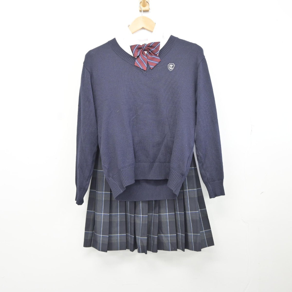 【中古】神奈川県 川崎市立塚越中学校 女子制服 5点（ブレザー・ニット・シャツ・スカート）sf034690