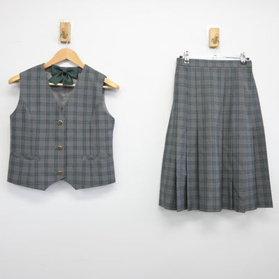 【中古】宮城県 仙台市立七北田中学校 女子制服 3点（ベスト・スカート）sf034756