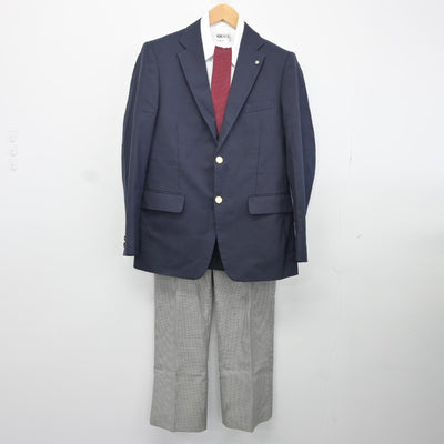 【中古】静岡県 藤枝明誠高等学校 男子制服 5点（ブレザー・シャツ・ズボン）sf034759