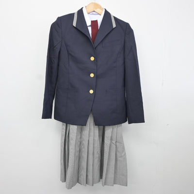 【中古】静岡県 藤枝明誠高等学校 女子制服 5点（ブレザー・シャツ・ジャンパースカート）sf034763