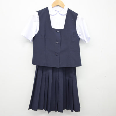 【中古】千葉県 千葉市立花園中学校 女子制服 3点（ベスト・シャツ・スカート）sf034831