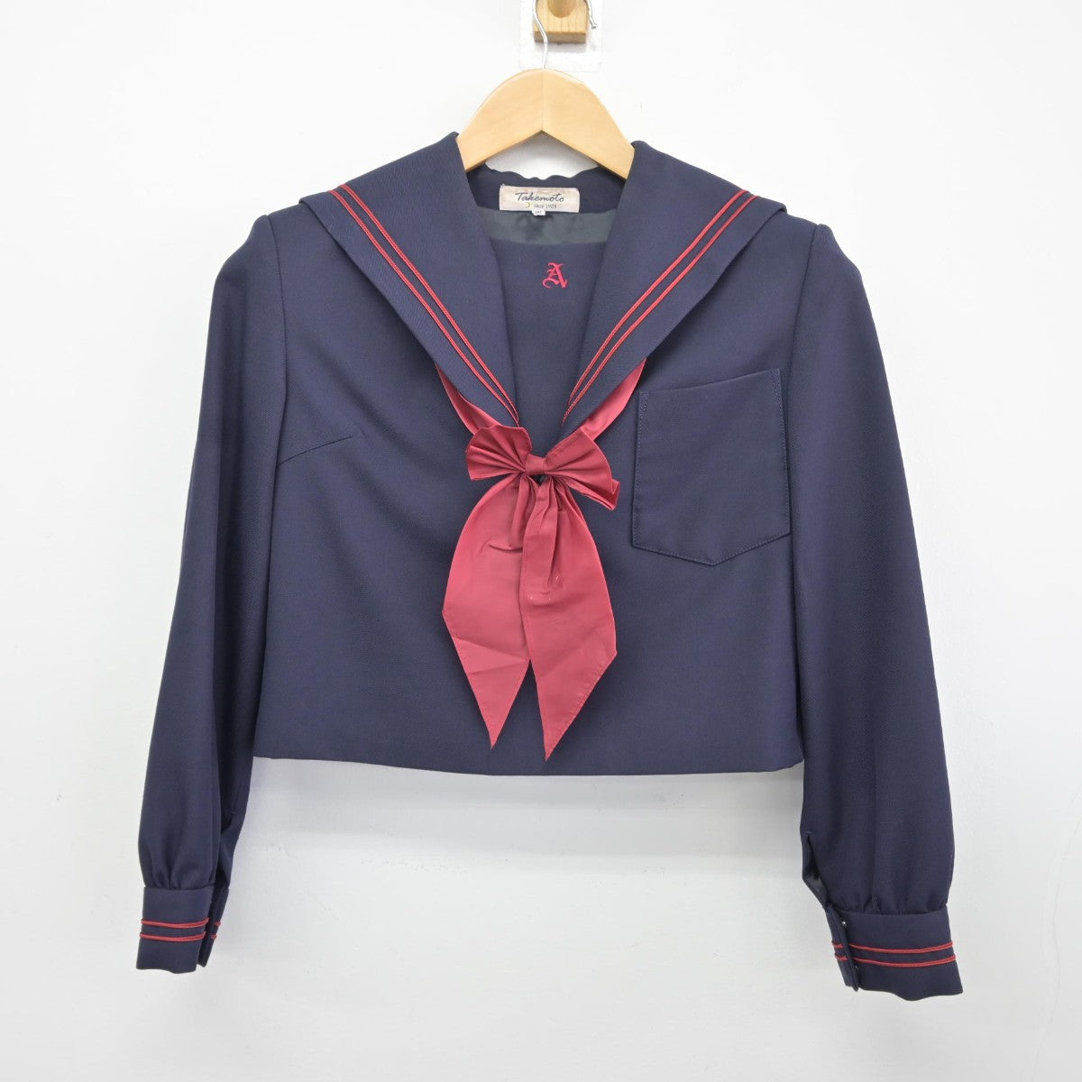 【中古】熊本県 熊本市立飽田中学校 女子制服 3点（セーラー服・ジャンパースカート）sf034891