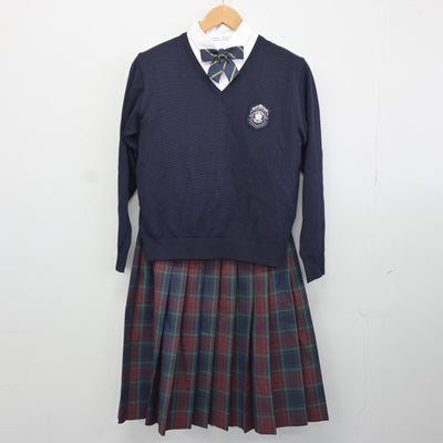 【中古】福岡県 筑陽学園中学高等学校 女子制服 5点（ブレザー・ニット・シャツ・スカート）sf034924