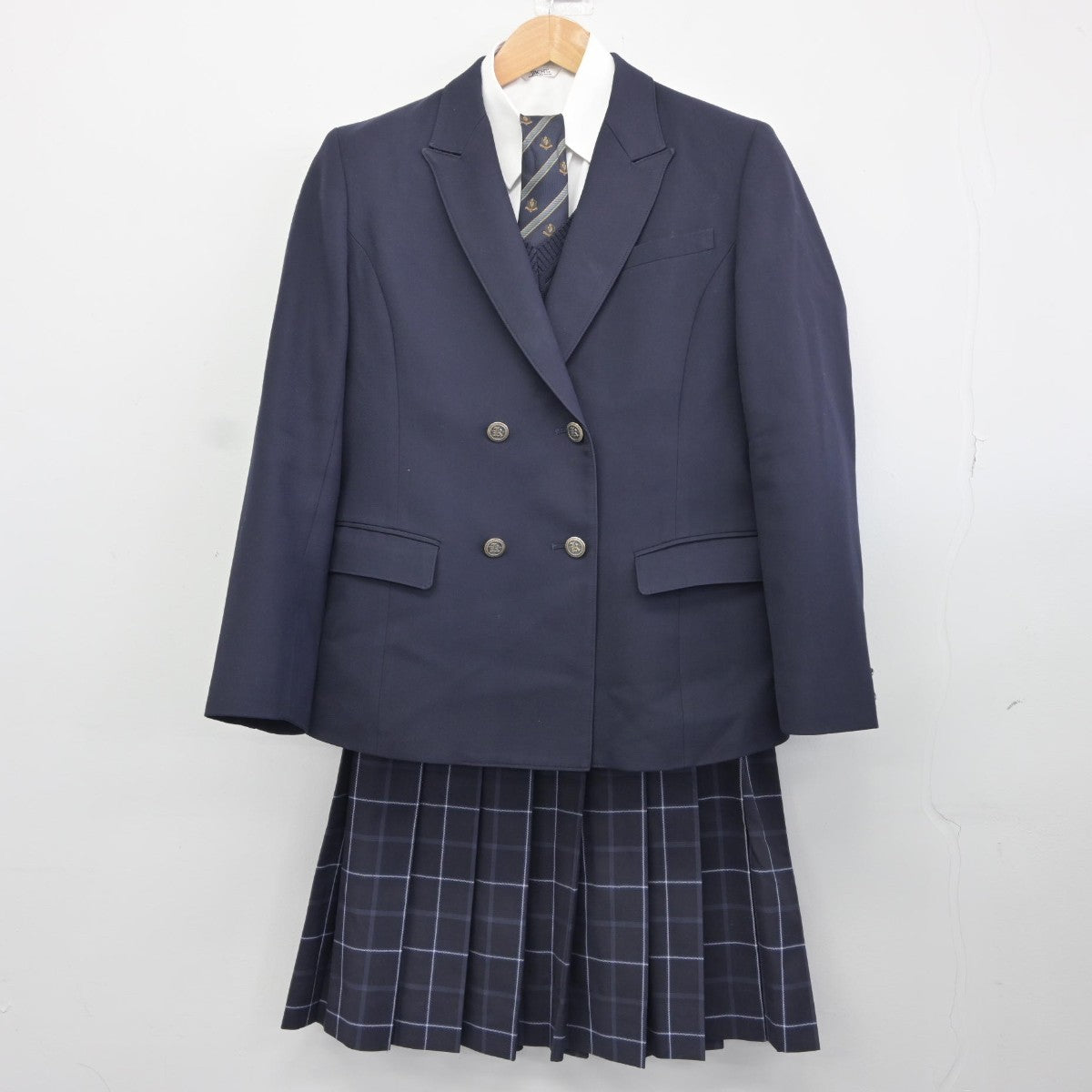 【中古】東京都 駒込中学校高等学校 女子制服 5点（ブレザー・ニット・シャツ・スカート）sf034929