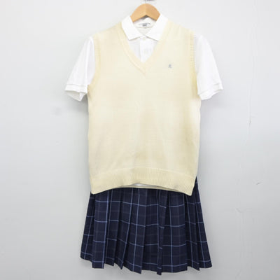 【中古】東京都 駒込中学校高等学校 女子制服 3点（ニットベスト・シャツ・スカート）sf034930